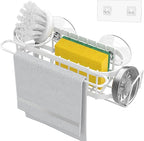 Cisily Kitchen Sink Caddy Sponge Holder in The Sink, Stainless Steel Kitchen Sink Organizer, Brush Holder, Dish Cloth Hanger, Sink Stopper Holder with 2 Installation Ways (Suction & Adhesives, Silver