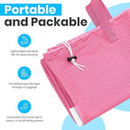 Large Mesh Laundry Bags - Heavy Duty with Handles & Drawstring - Machine Washable Net Laundry Sacks for College Dorm, Camp, Travel, Bedding & Clothes Storage (Pink)