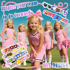 80 Set Cheer Pins Spirit Clips Include 140 Wooden Colored Clothes Pins Mini Resin Animals and 300 Self Adhesive Stickers Pen for Cheerleading Backpacks Cheer Gifts Bulk (Colorful)