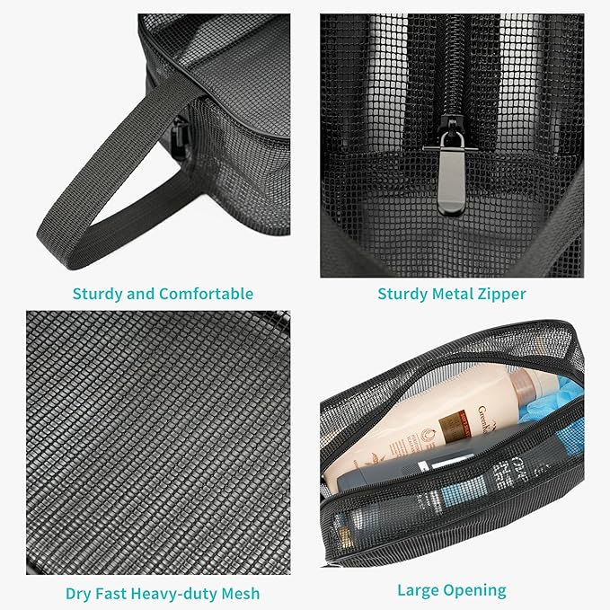 Mesh Shower Caddy Bag for Bathroom Gym Camping Portable Travel Mesh Toiletry Bag for Women Men