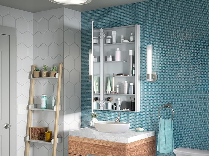Kohler 81148-DA1 Maxstow Frameless Surface-Mount Bathroom Medicine Cabinet with Mirror, 20 in. W x 40 in. H, Dark Anodized Aluminum