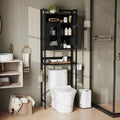 Tangkula Over The Toilet Storage Cabinet, 5-Tier Space Saver Above Toilet with 2 Mesh Doors, Metal Stand, Toilet Paper Holder & Hook, Freestanding Bathroom Cabinet Organizer for Laundry, Black