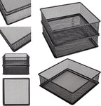 Annova Mesh Stackable Drawer Cabinet and Shelf Organizer Bins Storage Basket School Office Supply Holder Tray- Set of 2 (Black, 6x6x2 Inch)