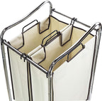 Simple Houseware 2-Bag Heavy Duty Rolling Laundry Sorter Cart, Chrome – 2 Section Removable Bags and Lockable Wheels for Laundry Room Organization
