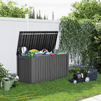 180 Gallon Large Deck Box,Resin Outdoor Storage Box with Lockable for Patio Furniture, Pool Accessories, Garden Tools Waterproof Outside Storage Box, Black