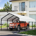 Nuturelly 12x15 FT Metal Carport, Heavy Duty Carport Canopy with Enhanced Base, Outdoor Car Shelter with Galvanized Steel Roof and Frame Garage for Truck, SUV, Boat(White)