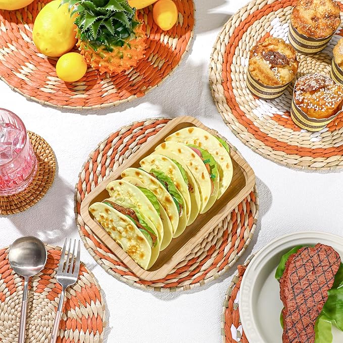 Tatuo 11 Pcs Boho Wall Basket Decor Decorative Bulrush Woven Basket Wall Decor Art Round Farmhouse Hanging Baskets for Kitchen Rustic Home Summer Decorations, Multi Sizes(Delicate)