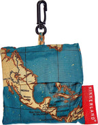 Kikkerland Travel-Size Laundry Bag, World Map Design Heavy Duty Laundry Bag, Polyester, Built-in Pouch, Inner Loop and Carabineer, Multicolor