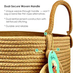 Modern Granny Small Cotton Rope Laundry Basket 16x10 Inch Dual Secure Woven Handle for Living Room Closet Clothes Blanket Organization