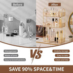 3 Tier Bathroom Organizer Countertop Makeup Perfume Tray Skincare Organizer for Bathroom Dresser Vanity (Gold)