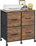 4 Drawer Lateral File Cabinet, Mobile Filing Cabinet for Large Printer, Home Office Functional Small Office Storage Cabinet & Printer Stand, Fits Letter/A4, Rustic Brown