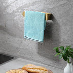 Taozun Adhesive Towel Rack/Hand Towel Holder, Gold Towel Holder for Bathroom Towel Bar Stick on Wall, Stainless Steel Brushed Towel Ring, 2 Packs