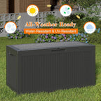 KAMABOKO 101 Gallon Waterproof Large Resin Deck Box, Lockable Large Outdoor Storage Boxes Indoor Outdoor Storage Container for Patio Cushions, Gardening Tools, Pool Supplies, Black