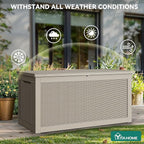 YITAHOME 260 Gallon XXL Large Deck Box, Outdoor Resin Storage Box, Lockable Storage Container for Patio Cushions, Furniture, Garden Tools, Water Resistant (Brown)