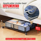 Yecaye Under Bed Storage with Wheels, 4 Pack Under Bed Shoe Storage Organizer Drawer, Tool-free Assembly Metal Underbed Storage Containers for Clothes, Shoes, Black