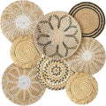 Xuhal 8 Pcs Boho Wall Basket Decor Decorative Bulrush Woven Basket Wall Decor Rustic Farmhouse Hanging Baskets for Kitchen Rustic Home Summer Decorations