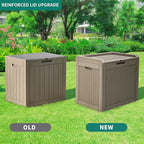 YITAHOME 32 Gallon Rattan Deck Box, Indoor Outdoor Storage Box for Patio Furniture, Pool Accessories, Cushions, Garden Tools, Sports Equipment, Waterproof Resin with Lockable Lid & Side Handles,Brown