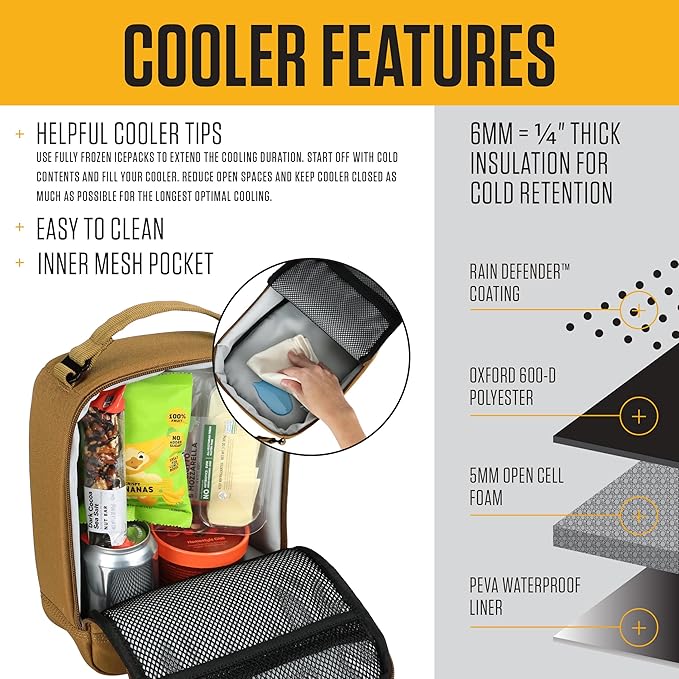 Carhartt Insulated Lunch Cooler For Men and Women, Fully Insulated Lunch Pale for Everyday Use, Rose Tint