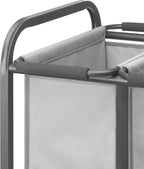 Whitmor Triple Laundry Sorter - 3 Removable Bags with Easy-Grip Handles - Rolling Laundry Sorter - Grey