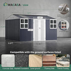 WACASA 12x10 FT Metal Shed Heavy-Duty | Military-Grade 20-Gauge Reinforced Frame with Powder Coating | 50 PSF Snow Load & 120 MPH Wind Rated | Tiny House Skylight Building