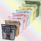 Mesh Shower Bag 10.2x9.9'' Quick-Dry Caddy with Zipper & 2 Pockets. Portable Toiletry Tote for Bathroom, Gym, Travel, Camp, Beach, for Sunscreen, Dorm & College Essentials (Olive Green)