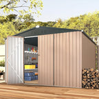 AECOJOY 10'x10' Outdoor Storage Shed, Large Metal Sheds & Outdoor Storage Clearance Steel Yard Shed with Lockable Doors, Utility and Tool Storage Garden Sheds for Barkyard, Patio and Outside Use