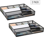 Mind Reader Drawer Organizer, Desk Org, Utensil Organizer, Office, Kitchen, Metal Mesh, Set of 2, Black