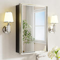 Pre-Assembled Surface or Recessed Medicine Cabinet Mirror-16x24 Brushed Nickel Bathroom Medicine Cabinet with Mirror & Rustproof Aluminum Frame, Beveled Bathroom Vanity Mirror with Storage