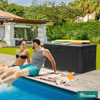 YITAHOME 150 Gallon Large Deck Box with Side Handles, Outdoor Double-Wall Storage for Patio Furniture Cushions, Garden Pool Accessories, Waterproof & Lockable