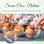 12 Count Cupcake Containers 12 Pack Cupcake Holders Plastic Stackable Cupcake Boxes with Detachable Tall Dome Lids and 144 Liners for 144 Cupcakes, BPA Free, Standard Size