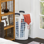 Gracious Living Easy Carry Flex Hamper, Large 87.5 Liter Lightweight Plastic Ventilated Laundry Basket Clothes Bin with Handles, White 3 Pack