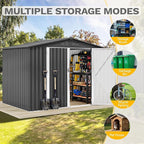 DWVO 7x5FT Outdoor Storage Shed, Roomy Steel Tool Shed with Secure Entrances & Air Circulation for Patio, Lawn, and Backyard, Ideal for Storing Garden Gear, Lawn Tools, and Bikes, Dark Gray