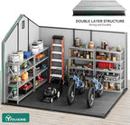 YITAHOME Large Outdoor Storage Shed 8x10 Ft, Extra Thick Plastic Storage Sheds with Floor, Lockable Doors, Vision Grid Windows, Vents, 16mm Heavy Duty Garden Storage for Bikes Mowers and Tools, Gray