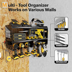 Power Tool Organizer Wall Mount with Charging Station, 3 Layer Heavy Duty Metal Tool Storage Rack Loads 420lbs with 6 Cordless Drill Holder, Idea Gifts for Men, Garage Workshop
