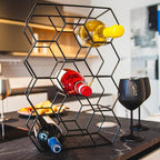 Gusto Nostro Countertop Wine Rack - 14 Bottle Freestanding Modern Black Metal Small - 3 Tier Tabletop Wine Holder Stand for Cabinet, Pantry - Wine Racks Countertop - No Assembly Required (Pack of 2)
