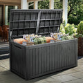 YITAHOME 180 Gallon XL Deck Box Large Outdoor Storage w/Divider for Patio Furniture,Outdoor Cushions, Garden Tools, Sports Equipment and Pool Supplies, Waterproof, Resin, Lockable, Black