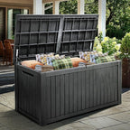 YITAHOME 180 Gallon XL Deck Box Large Outdoor Storage w/Divider for Patio Furniture,Outdoor Cushions, Garden Tools, Sports Equipment and Pool Supplies, Waterproof, Resin, Lockable, Black