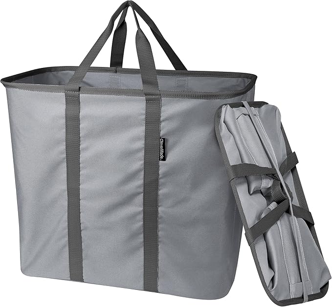 CleverMade Collapsible Laundry Caddy - Gray Charcoal 2-Pack 64L - Foldable Storage Organization Container for Clothes Laundry Room Storage Solution