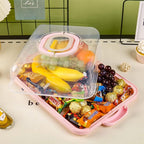 Cupcake Containers with Lid Rectangular Cake Carrier 3-in-1 Multipurpose Cupcake Holder for Muffins Pies Sweets Pastries Fruit or Snacks(Pink, 13" x 9" x 4")
