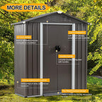 Shintenchi 5x3 FT Outdoor Storage Shed with Window, Lockable Outdoor Waterproof Tool Storage Sheds, Weather Resistant Tool Storage House Shed for Garden, Backyard, Patio Utility Tool Storage,Dark Gray