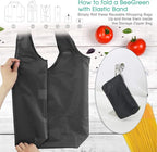 BeeGreen 20 Pack Black Reusable Grocery Bags with Storage Pouch Reusable Shopping Bags Bulk w Elastic Band 50LBS X-Large Foldable Tote Bags Machine Washable-Heavy Duty Cloth Tote Bags for Groceries