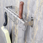DSEAP Pot Rack - Pots and Pans Hanging Rack with 8 Hooks, Double Bars, Wall Mounted, Chromed
