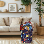 Colorful Planets Laundry Basket Oxford Cloth Starry Sky Galaxy Laundry Hamper With Handle Foldable Portable Clothes Storage Basket Funny Laundry Bag 18.9"x16.5" For Laundry Room/Bedroom/Bathrooms
