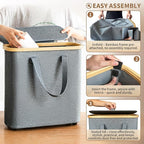 30L Toilet Paper Storage Basket with Lid & Handle, Bamboo Toilet Paper Organizer for Bathroom, Free Standing Toilet Paper Holder Stand for 12-16 Rolls, Bathroom Tissue Storage Bin