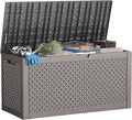 110 Gallon Outdoor Storage Box,Large Waterproof Resin Deck Box,Lockable Storage Container with Reinforced Support for Patio Cushions,Garden Tools,UV-Resistant(Grey,110Gallon)