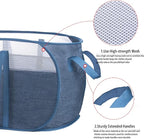 Pop Up Laundry Hamper，with Durable Handles collapsible laundry basket，Easy to Open and Fold for college Dorm,kids room，travel (black+blue)…