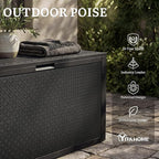 YITAHOME 90 Gallon Large Outdoor Deck Box, Lockable Waterproof Resin Storage Box with Handles, Weatherproof & UV Resistant, Patio Garden Tool Container for Outdoor Furniture, Black