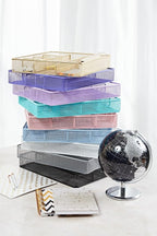 Annova Desk Top Organizer Tray for Office Organization - Metal Mesh - Storage Tray with Dividers for Pens, Desktop Accessories, Bathroom, Kitchen, Makeup and Office Supplies (Large, Black)