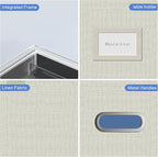 File Organizer Box - File Boxes for Hanging Files with Lid Set of 4 Decorative Hanging Folders Organizer with One-Piece Plastic Frame Slides (Beige White, 13.2 * 10.1 * 10.1in(4Pack))