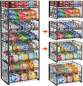 JKsmart 2-Tier Stackable Rack Organizer for Pantry, Adjustable Dispenser Holds Up to 120 Cans, Storage Holder for Various Ounces of Canned Drinks, Black, 4 Pack
